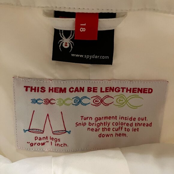 Spyder Girls Vixen Kyd's Snowboarding Ski Thinsulate Pants Size 18 White FA NWT - Picture 9 of 12